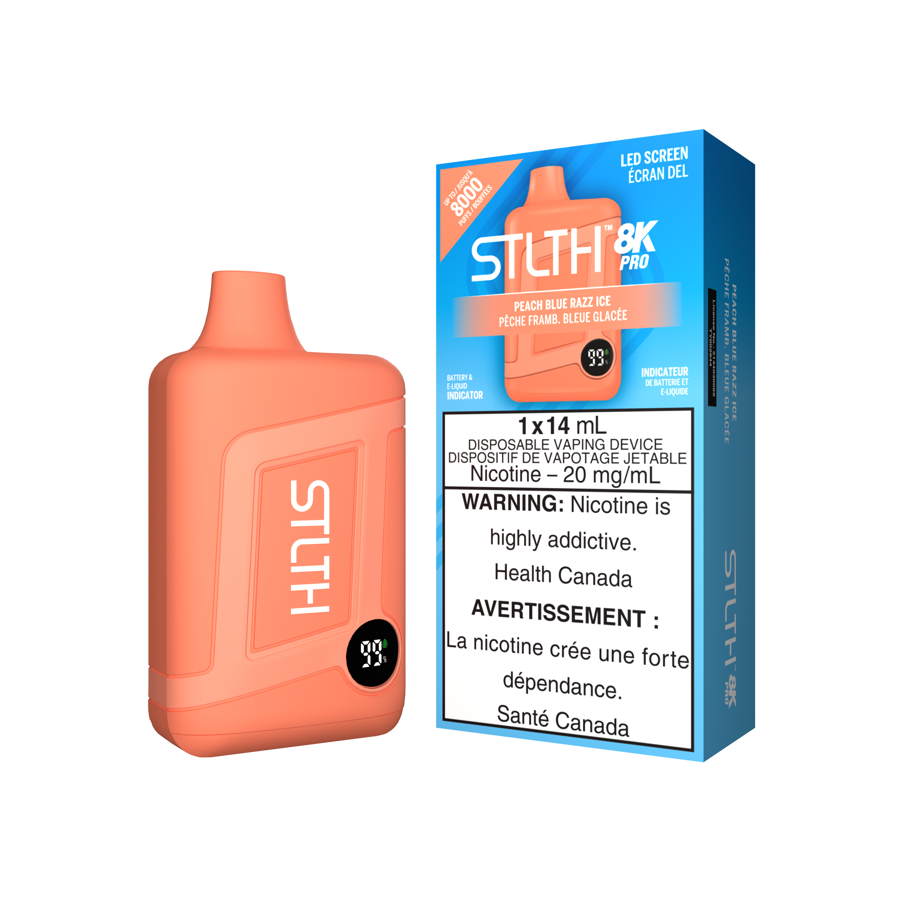 STLTH 8K PRO - PEACH BLUE RAZZ ICE